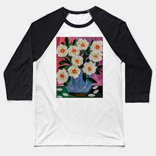 A lovely boutique of abstract flowers in a blue vase . Baseball T-Shirt